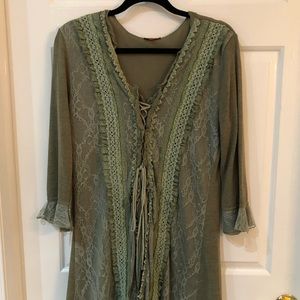 Western style green blouse